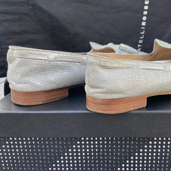 Fratelli Rossetti Silver Leather Tassel Loafer - Size 37.5 IT (7.5 US) Women's - Picture 4 of 7